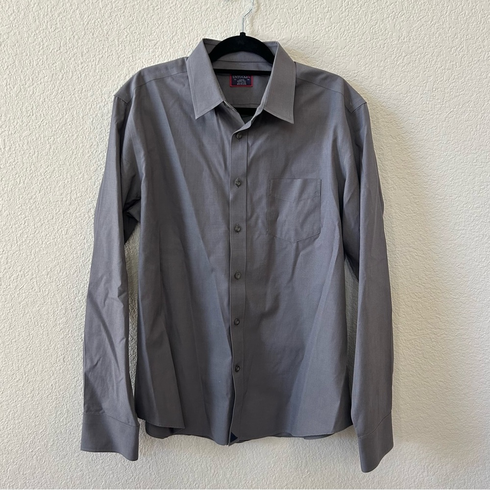 UNTUCKit Wrinkle-Free Sangiovese Gray Button-Down Shirt, Size: Men's Large